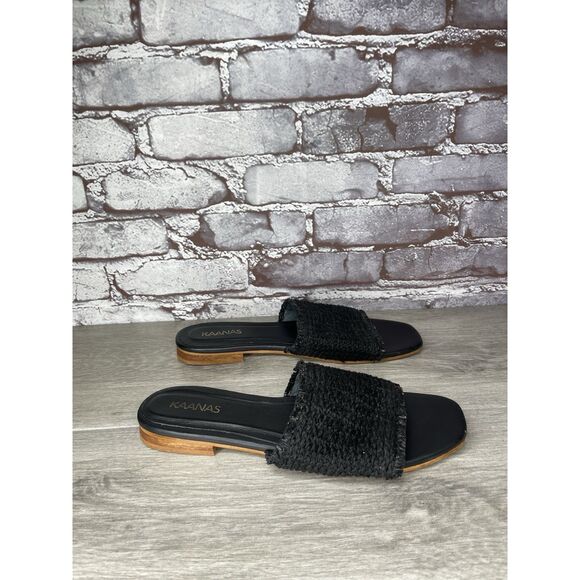 Kaanas Black Leather Synthetic Casual Columbia Slide Sandals Women Sz 9M US/40EU - Picture 13 of 16